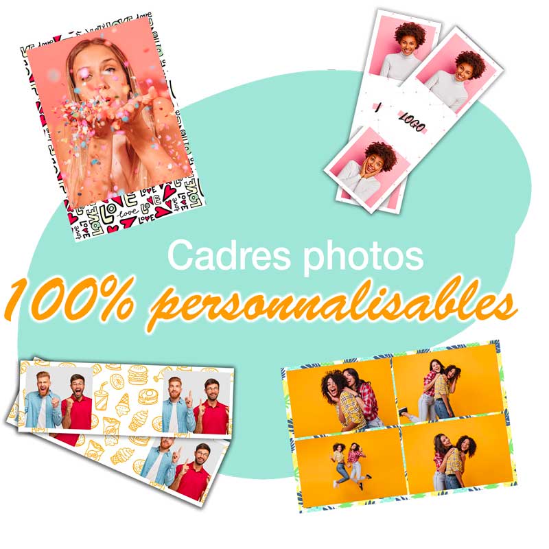 Photobooth rental for professionals with BURDDY, these are photo frames that can be personalized to your image!