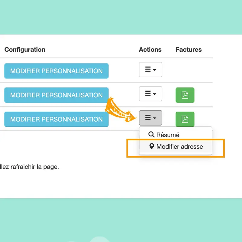 La modification de votre adresse de livraison et de retour dans votre espace client BURDDY