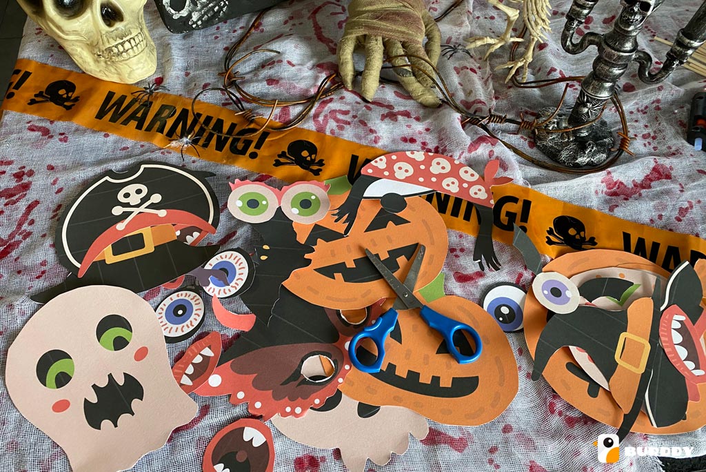 Cut out your Halloween photobooth props using scissors or a cutter