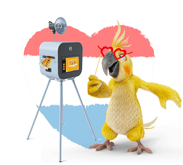 The BURDDY photobooth terminal and our mascot Pablo